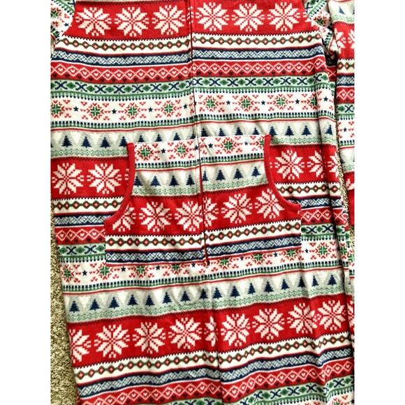 Fleece Men's One Piece W/Pockets Multicolor Christmas Pajamas  Size XL - EUC - Picture 2 of 3
